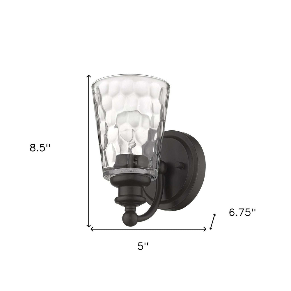 Bronze Metal and Pebbled Glass Wall Light - Homeroots - Flyclothing LLC