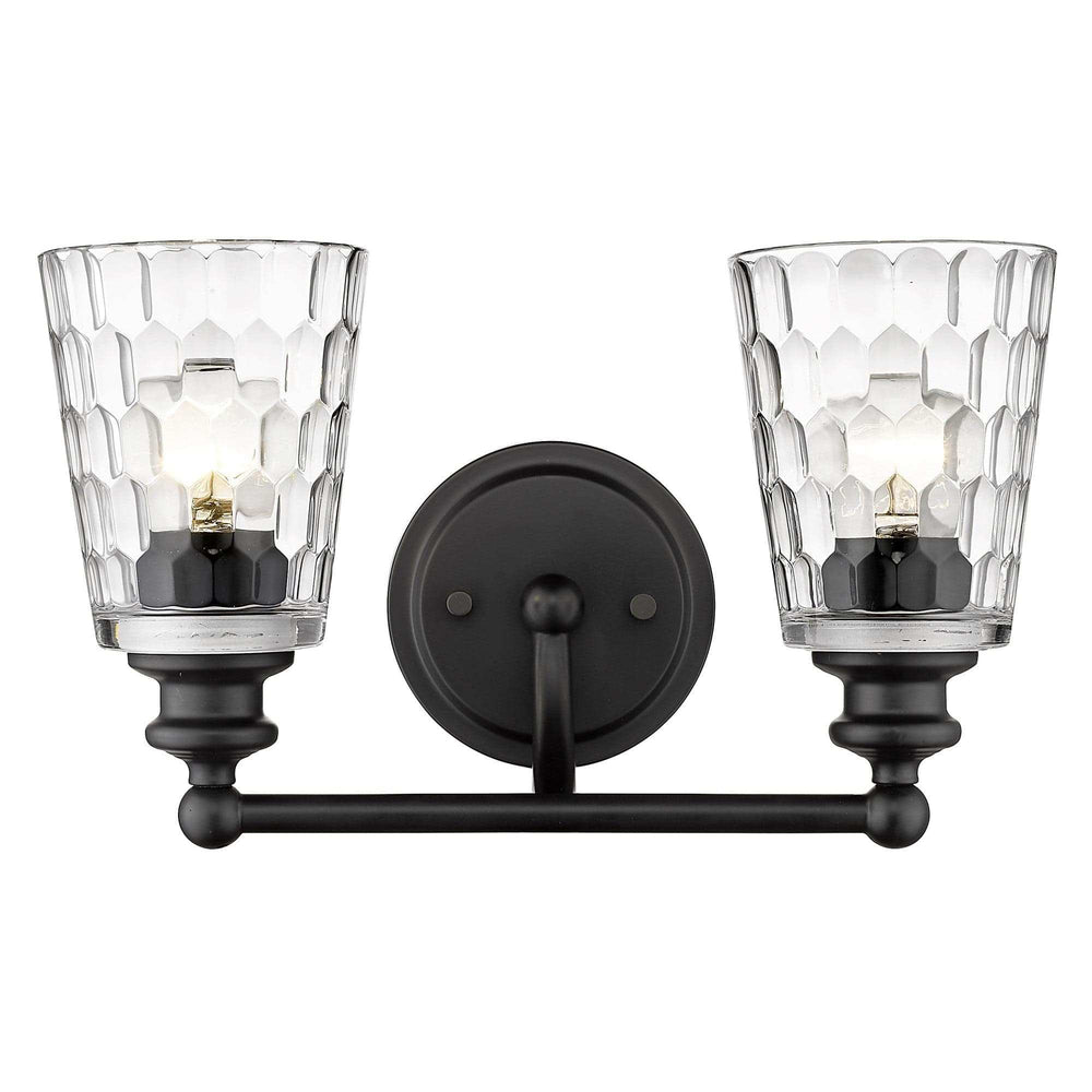 Black Metal and Pebbled Glass Two Light Wall Light - Homeroots - Flyclothing LLC