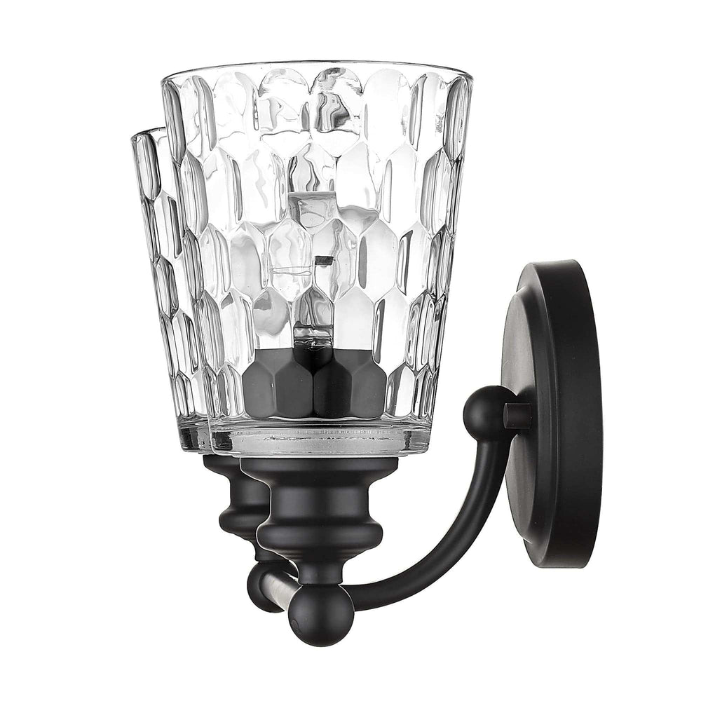 Black Metal and Pebbled Glass Two Light Wall Light - Homeroots - Flyclothing LLC