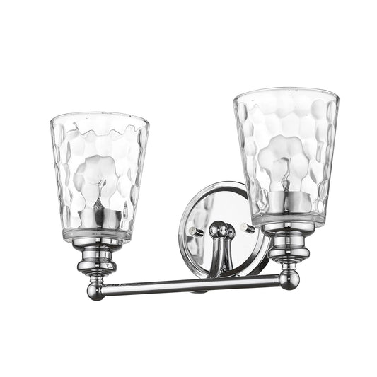 Silver Metal and Pebbled Glass Two Light Wall Light - Homeroots
