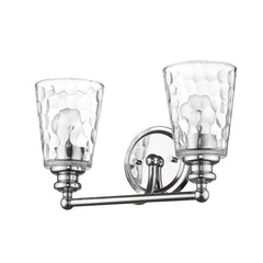 Silver Metal and Pebbled Glass Two Light Wall Light - Homeroots