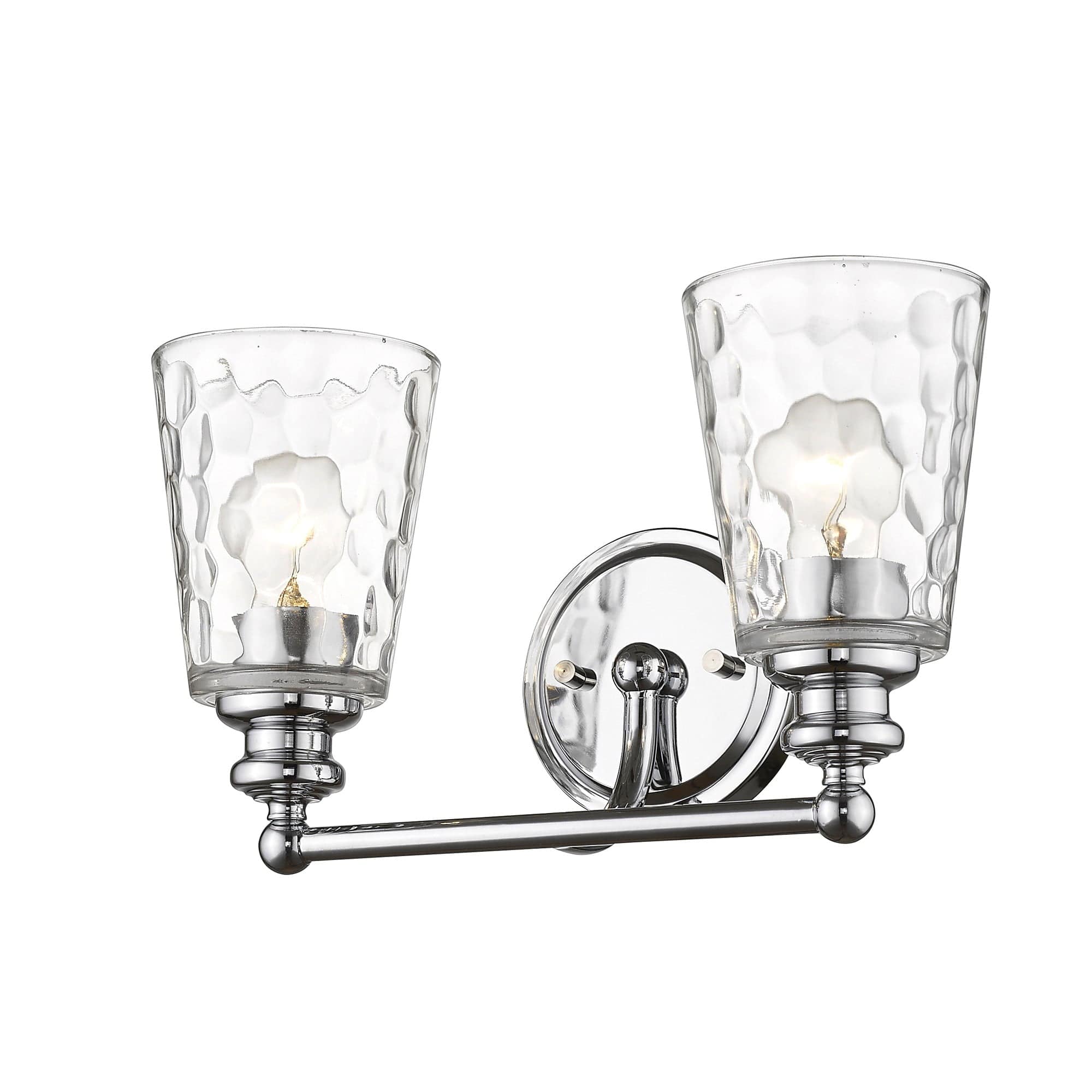 Silver Metal and Pebbled Glass Two Light Wall Light - Homeroots