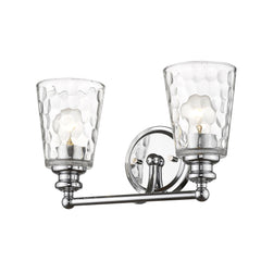 Silver Metal and Pebbled Glass Two Light Wall Light - Homeroots