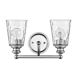 Silver Metal and Pebbled Glass Two Light Wall Light - Homeroots