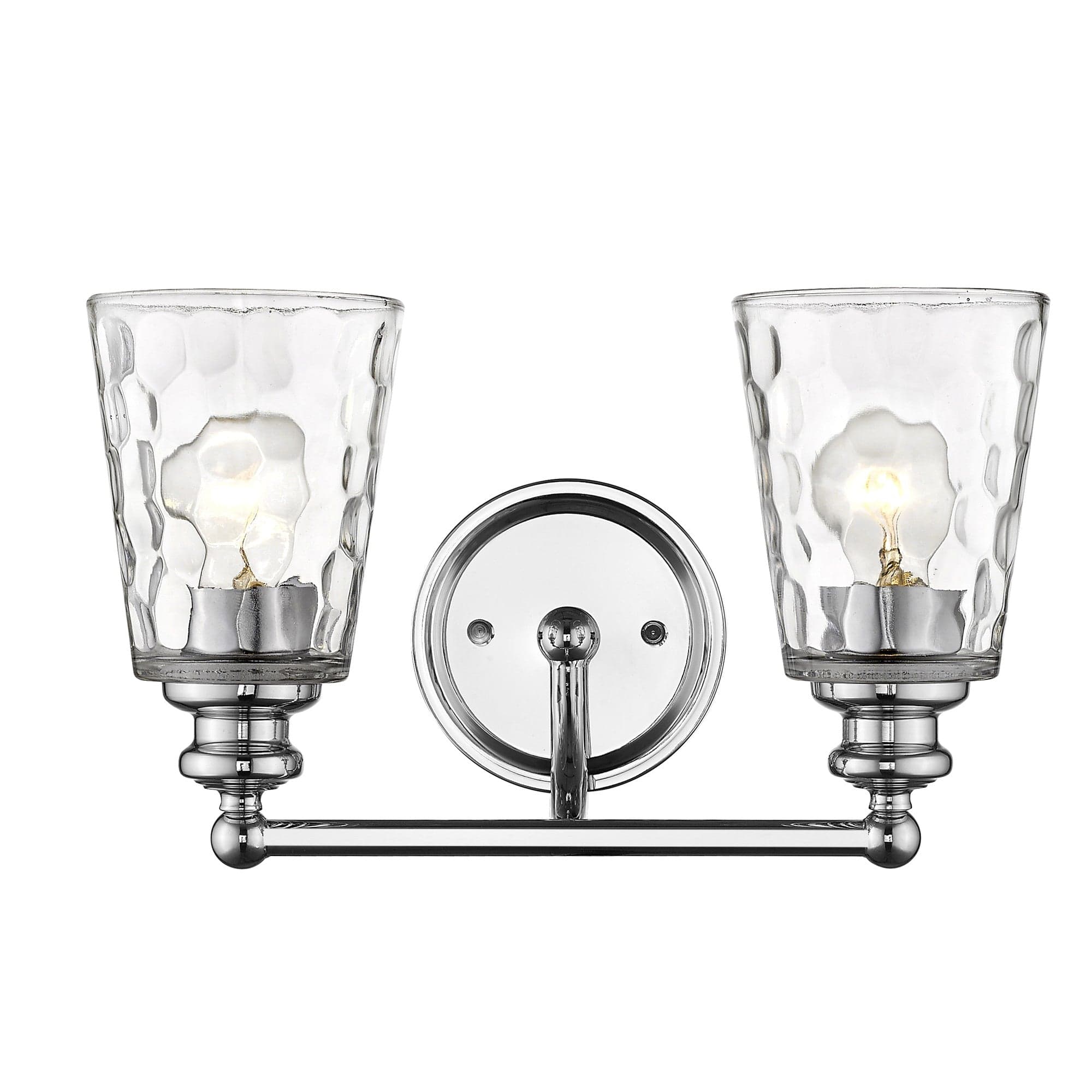 Silver Metal and Pebbled Glass Two Light Wall Light - Homeroots