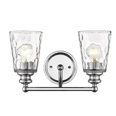 Silver Metal and Pebbled Glass Two Light Wall Light - Homeroots