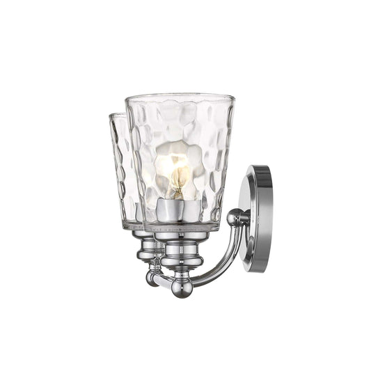 Silver Metal and Pebbled Glass Two Light Wall Light - Homeroots