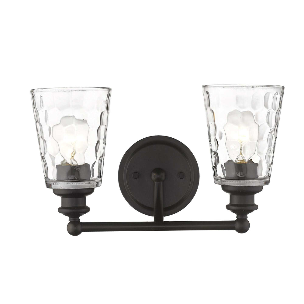 Bronze Metal and Pebbled Glass Two Light Wall Light - Homeroots - Flyclothing LLC