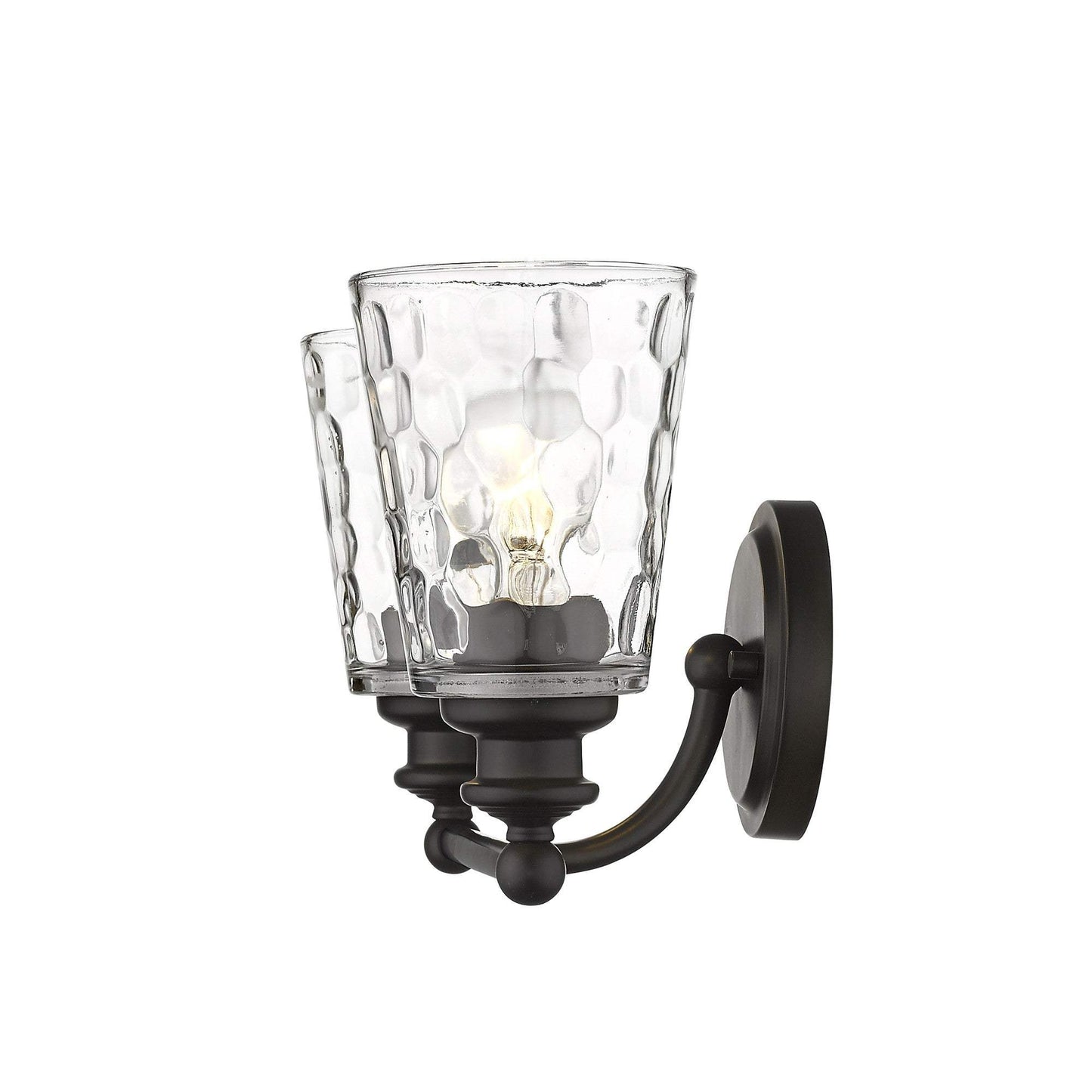 Bronze Metal and Pebbled Glass Two Light Wall Light - Homeroots - Flyclothing LLC