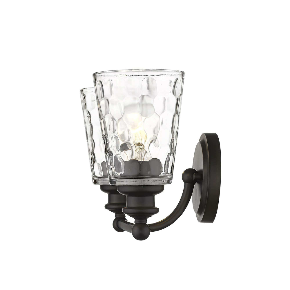 Bronze Metal and Pebbled Glass Two Light Wall Light - Homeroots - Flyclothing LLC