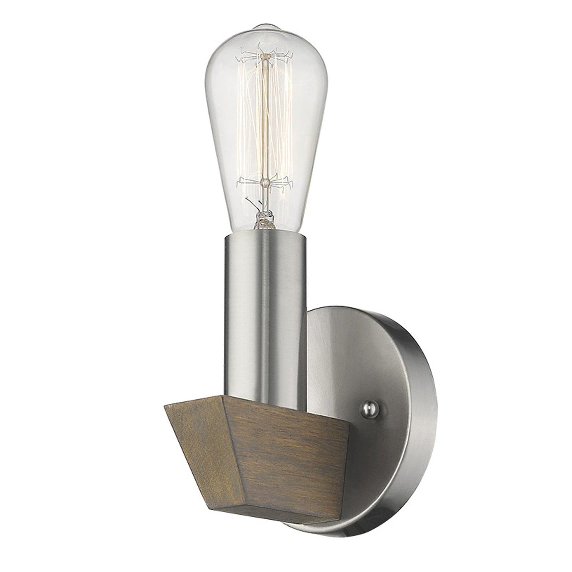 Silver Metal and Wood Wall Sconce - Homeroots