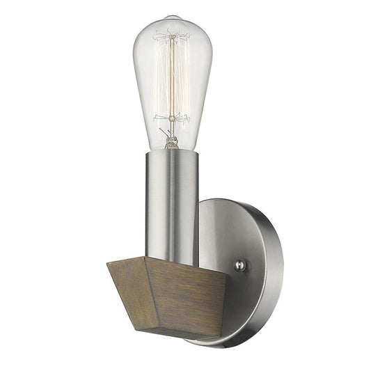 Silver Metal and Wood Wall Sconce - Homeroots