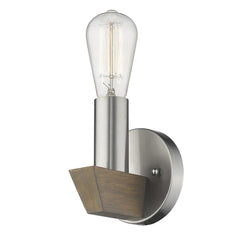 Silver Metal and Wood Wall Sconce - Homeroots
