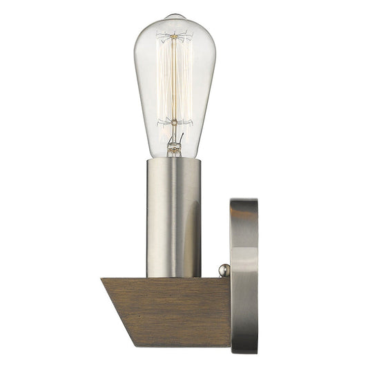 Silver Metal and Wood Wall Sconce - Homeroots