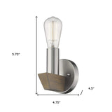 Silver Metal and Wood Wall Sconce - Homeroots - Flyclothing LLC