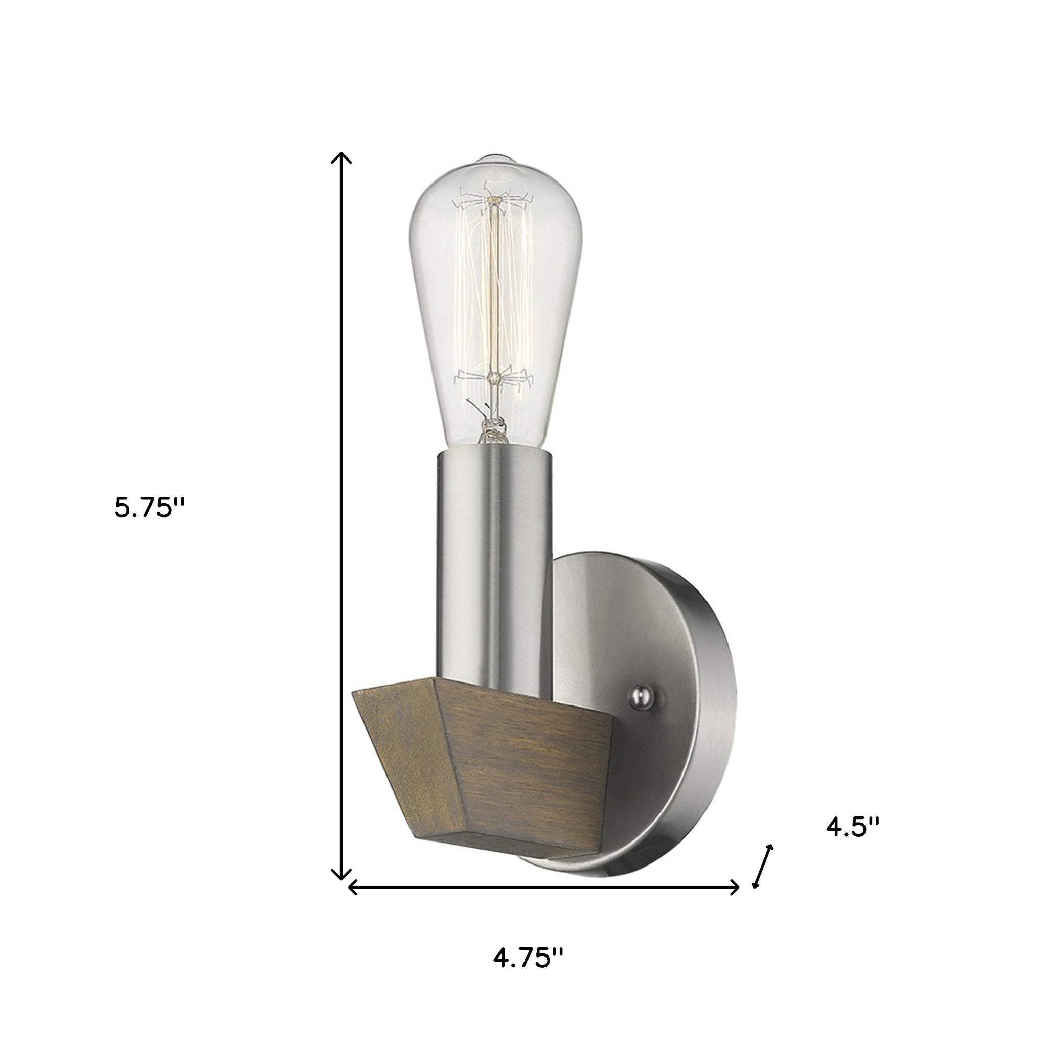 Silver Metal and Wood Wall Sconce - Homeroots - Flyclothing LLC