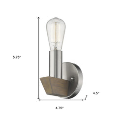 Silver Metal and Wood Wall Sconce - Homeroots
