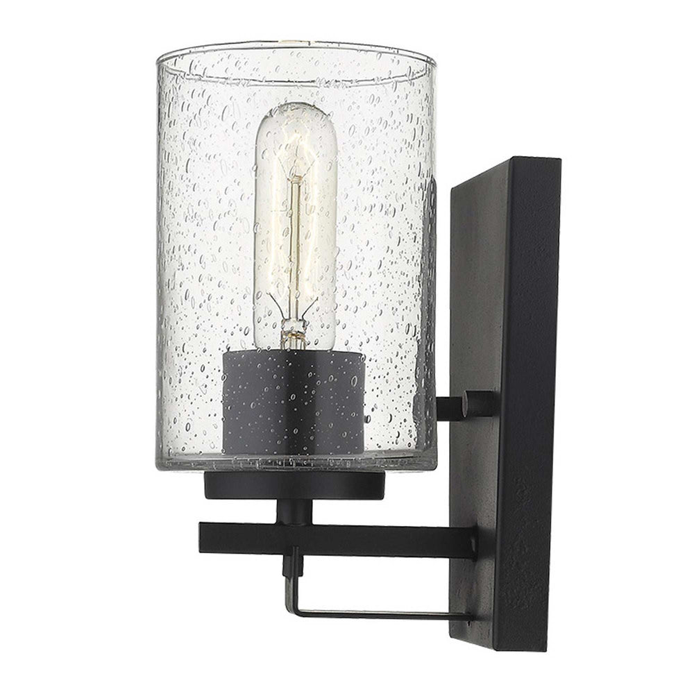 Black Metal and Textured Glass Wall Sconce - Homeroots - Flyclothing LLC