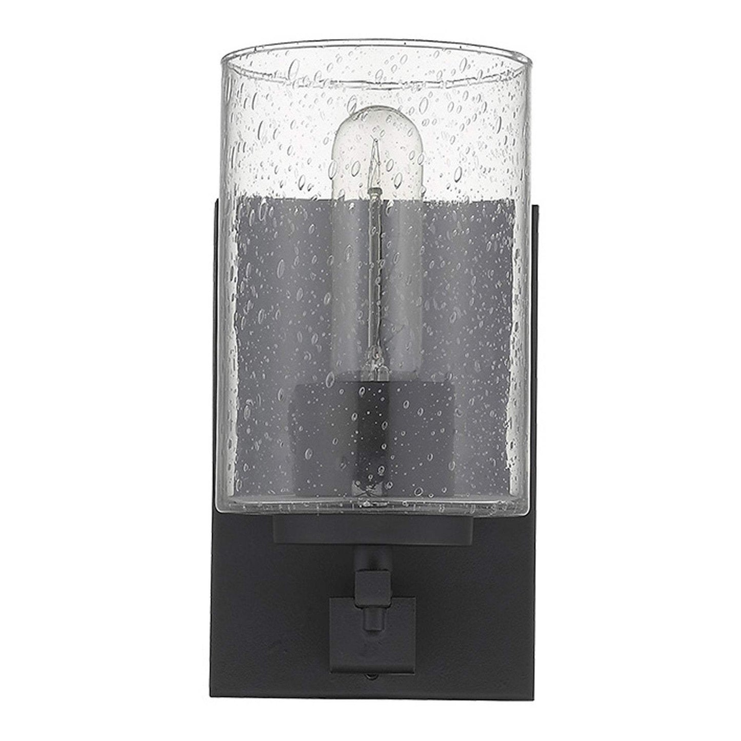 Black Metal and Textured Glass Wall Sconce - Homeroots - Flyclothing LLC