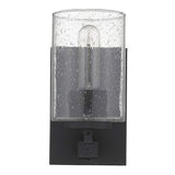 Black Metal and Textured Glass Wall Sconce - Homeroots - Flyclothing LLC