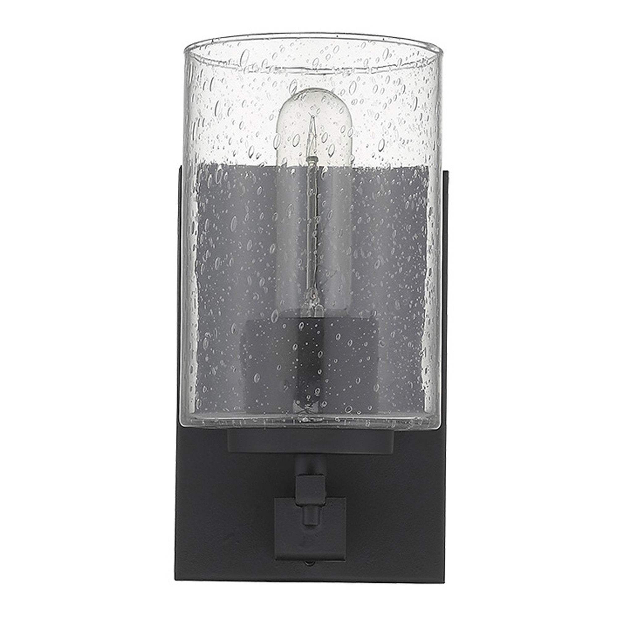 Black Metal and Textured Glass Wall Sconce - Homeroots - Flyclothing LLC