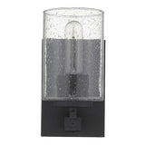 Black Metal and Textured Glass Wall Sconce - Homeroots - Flyclothing LLC