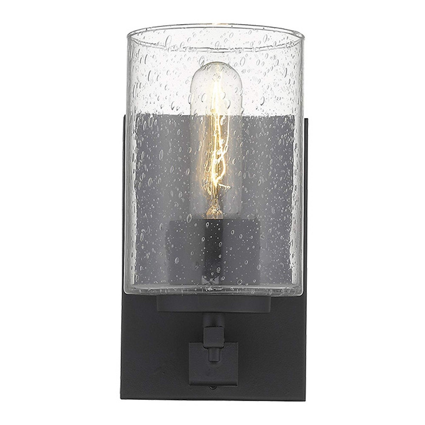 Black Metal and Textured Glass Wall Sconce - Homeroots - Flyclothing LLC