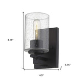Black Metal and Textured Glass Wall Sconce - Homeroots - Flyclothing LLC