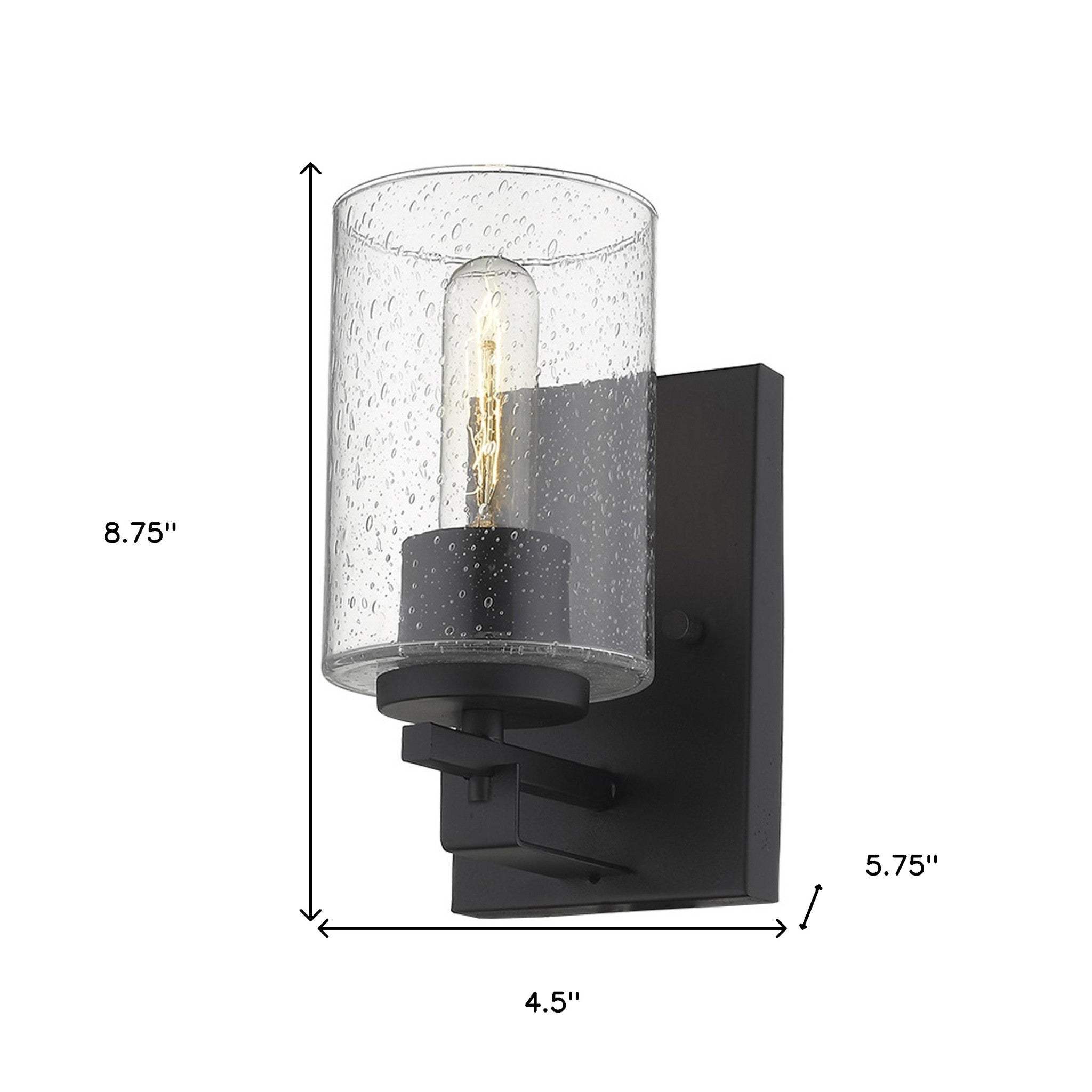 Black Metal and Textured Glass Wall Sconce - Homeroots - Flyclothing LLC