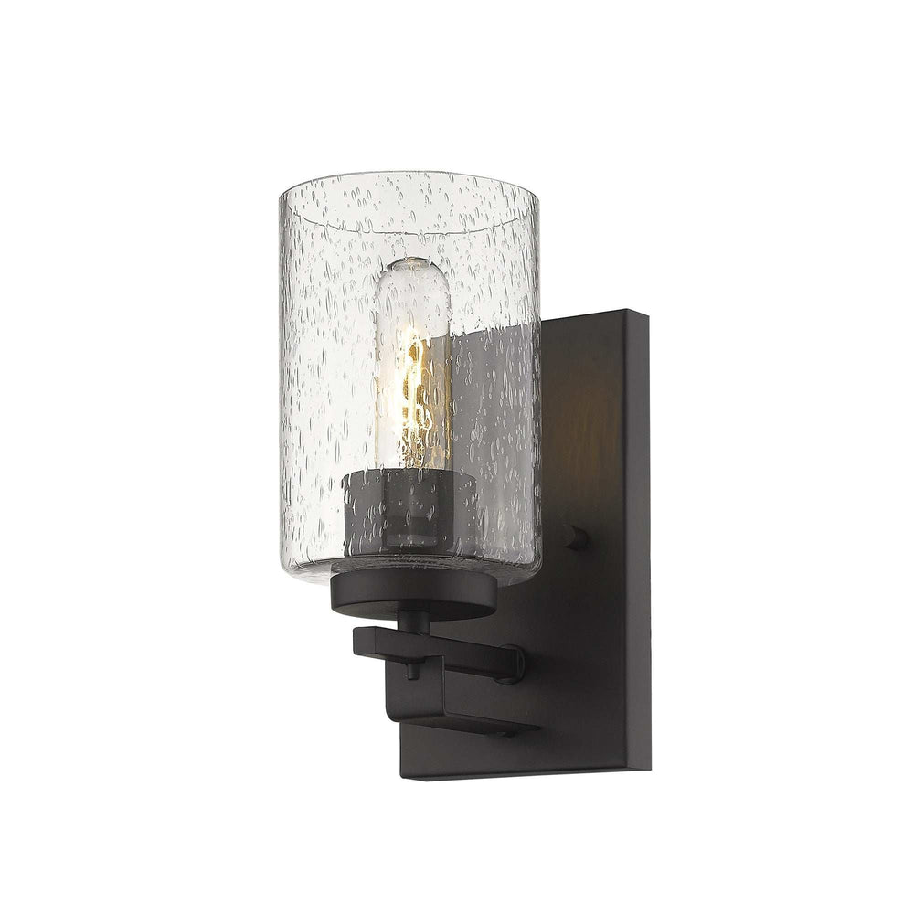Bronze Metal and Textured Glass Wall Sconce - Homeroots - Flyclothing LLC