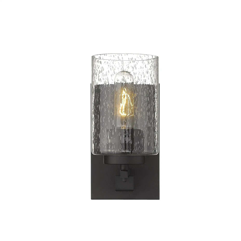 Bronze Metal and Textured Glass Wall Sconce - Homeroots - Flyclothing LLC