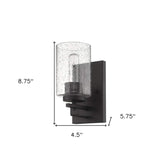 Bronze Metal and Textured Glass Wall Sconce - Homeroots - Flyclothing LLC