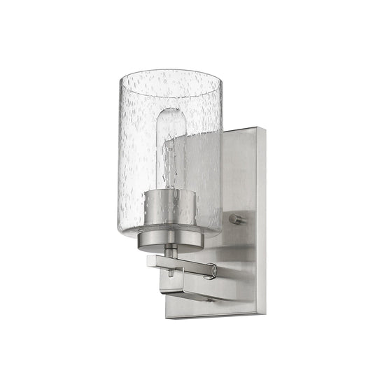 Silver Metal and Textured Glass Wall Sconce - Homeroots