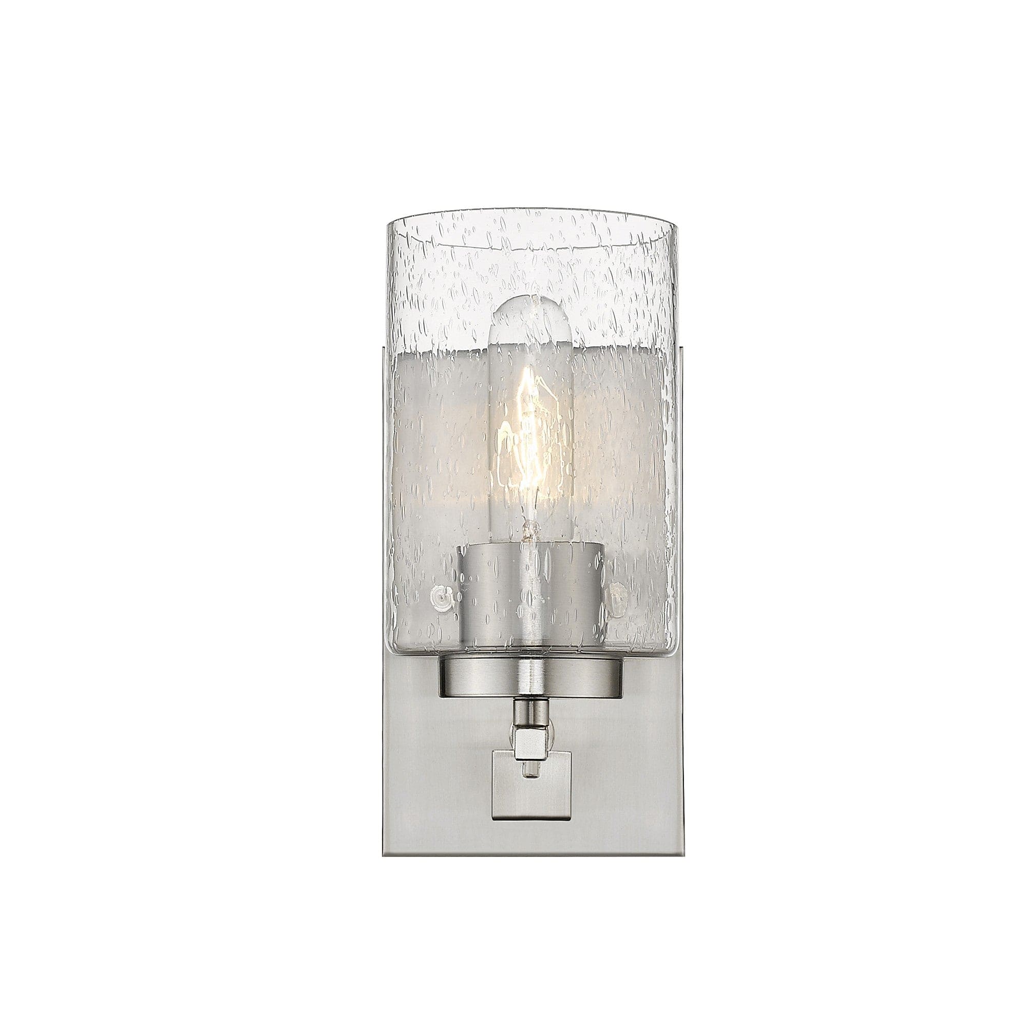 Silver Metal and Textured Glass Wall Sconce - Homeroots