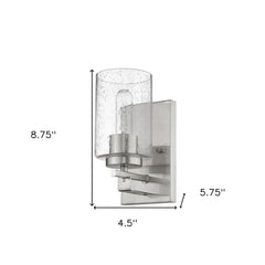 Silver Metal and Textured Glass Wall Sconce - Homeroots
