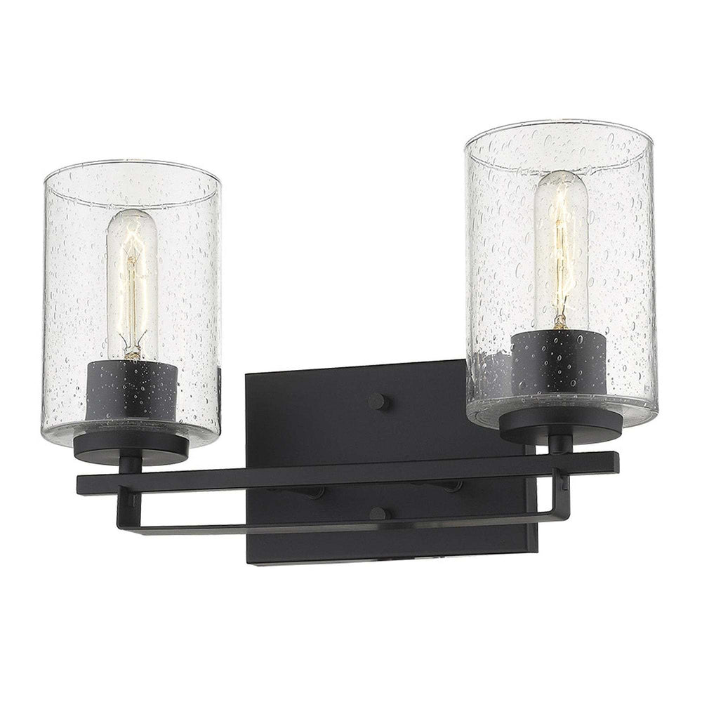Black Metal and Textured Glass Two Light Wall Sconce - Homeroots - Flyclothing LLC
