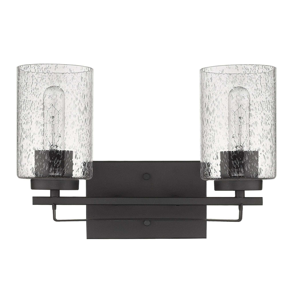 Bronze Metal and Textured Glass Two Light Wall Sconce - Homeroots - Flyclothing LLC