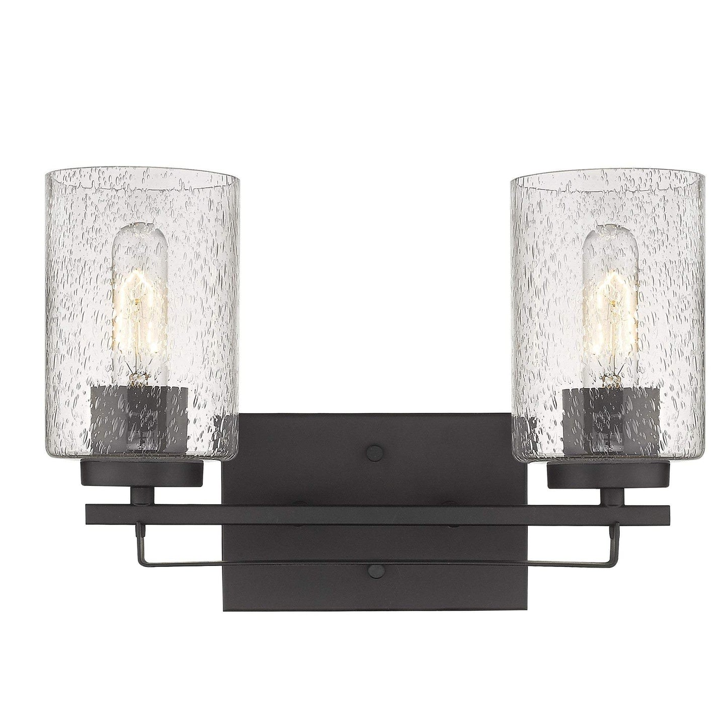 Bronze Metal and Textured Glass Two Light Wall Sconce - Homeroots - Flyclothing LLC