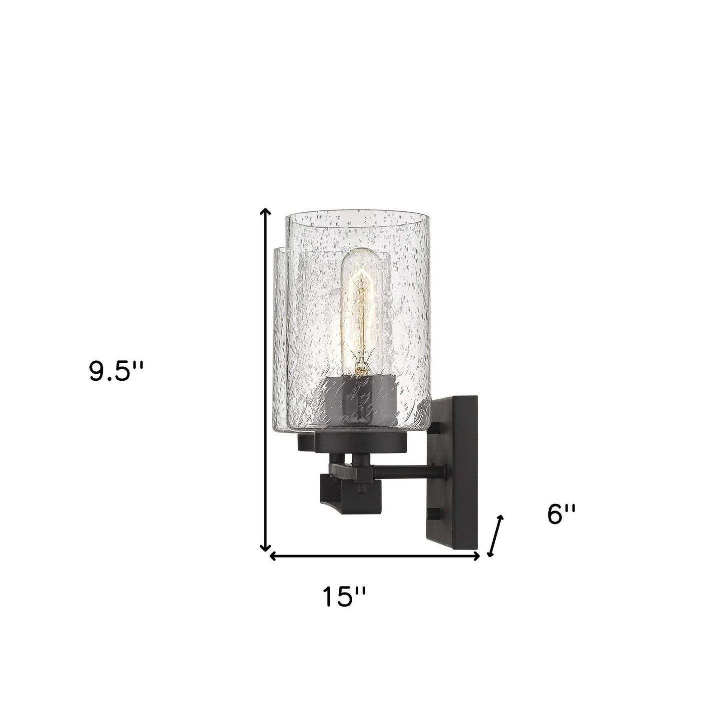 Bronze Metal and Textured Glass Two Light Wall Sconce - Homeroots - Flyclothing LLC