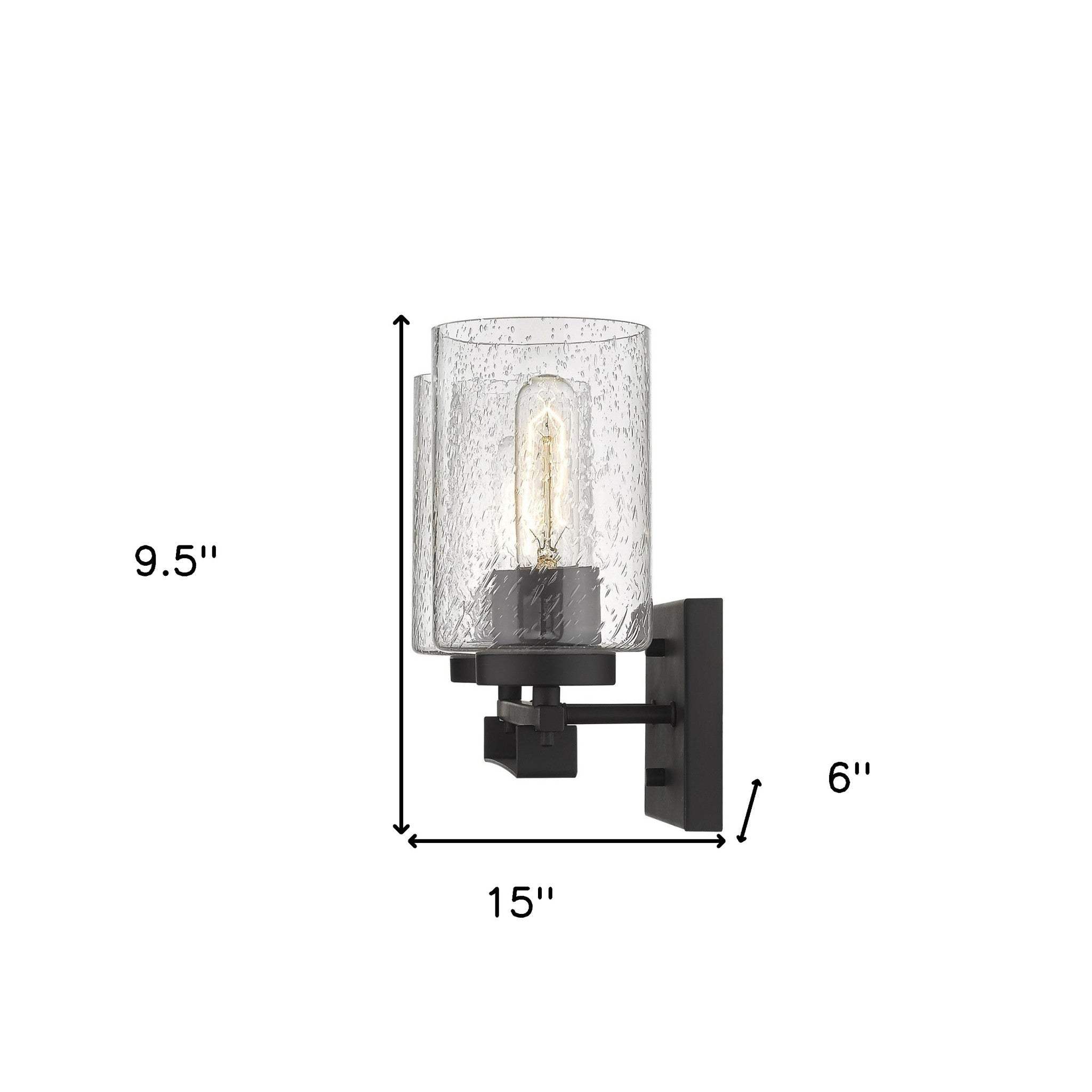 Bronze Metal and Textured Glass Two Light Wall Sconce - Homeroots - Flyclothing LLC