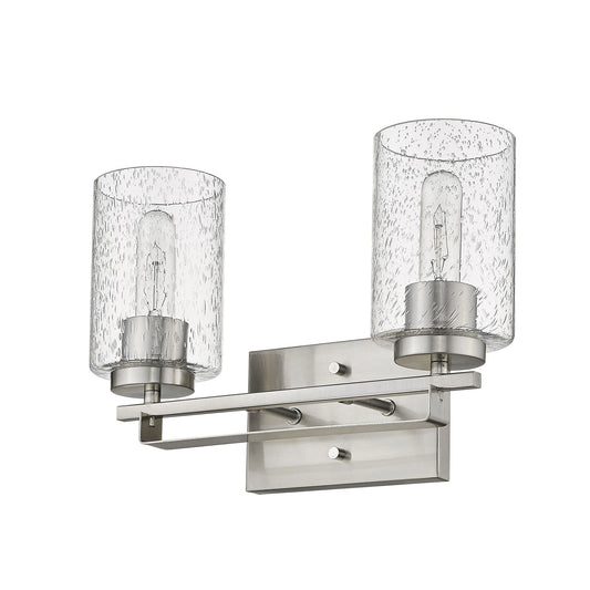 Silver Metal and Textured Glass Two Light Wall Sconce - Homeroots