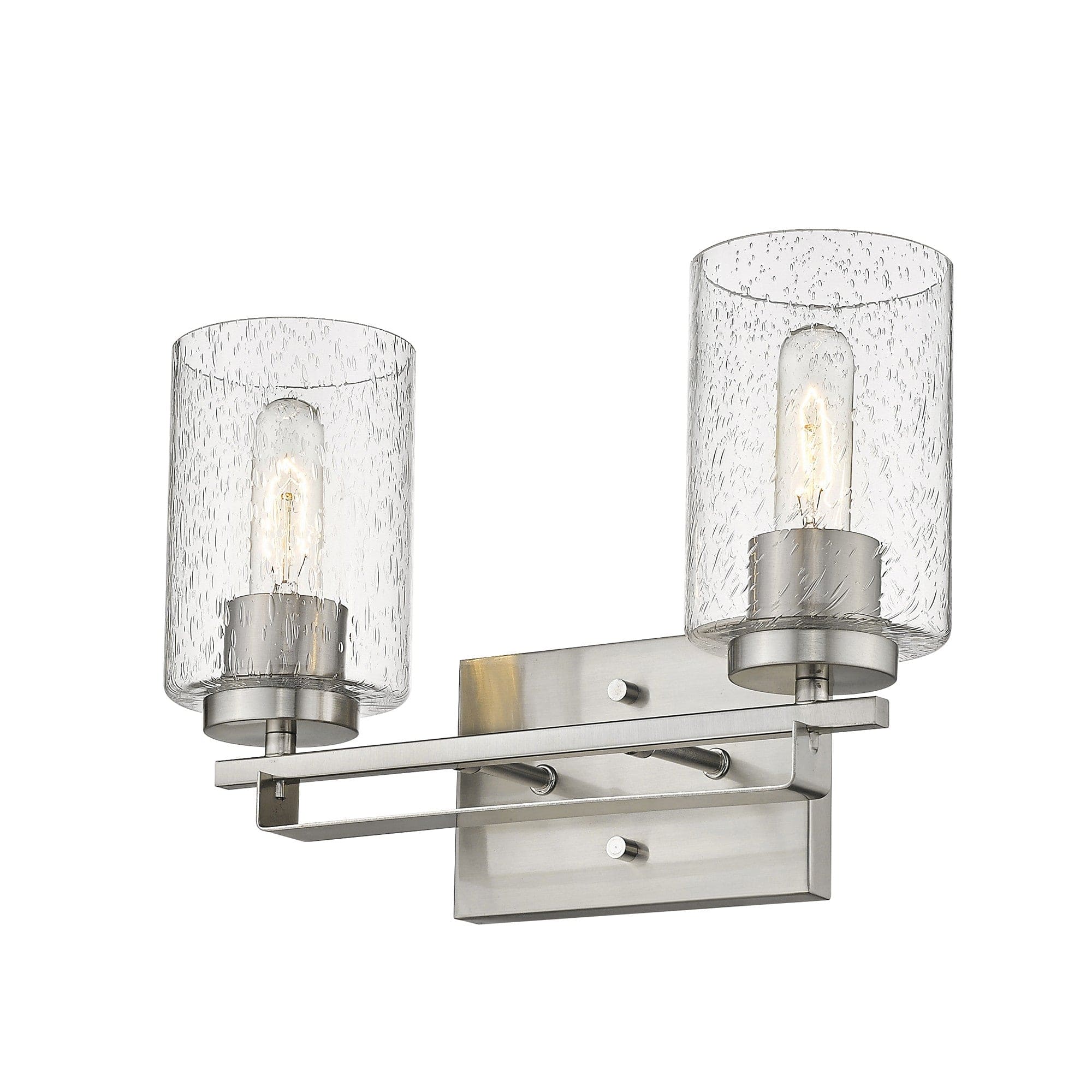Silver Metal and Textured Glass Two Light Wall Sconce - Homeroots