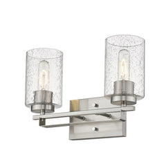 Silver Metal and Textured Glass Two Light Wall Sconce - Homeroots