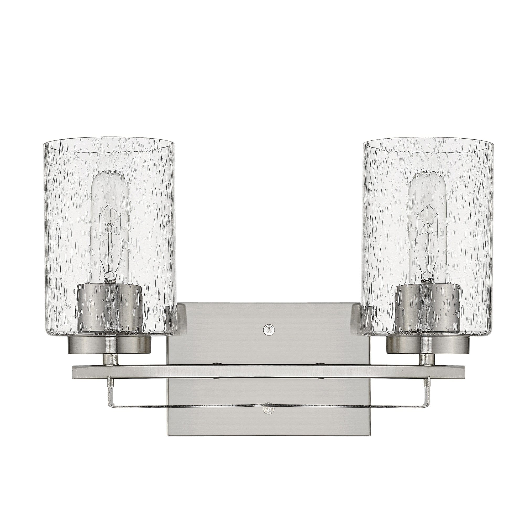 Silver Metal and Textured Glass Two Light Wall Sconce - Homeroots