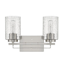 Silver Metal and Textured Glass Two Light Wall Sconce - Homeroots