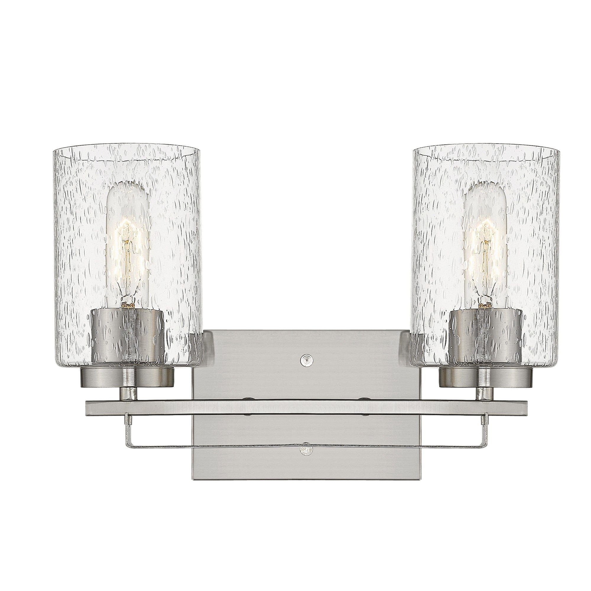 Silver Metal and Textured Glass Two Light Wall Sconce - Homeroots
