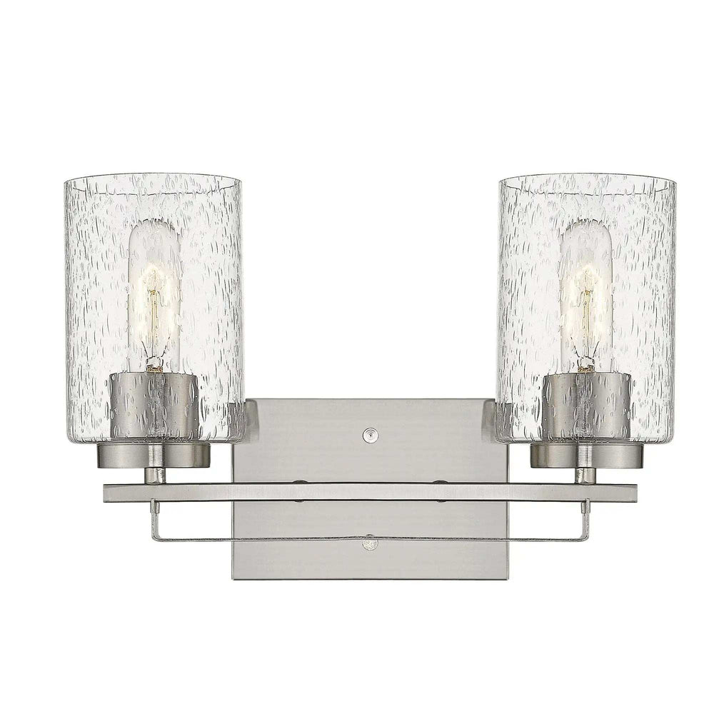 Silver Metal and Textured Glass Two Light Wall Sconce - Homeroots - Flyclothing LLC
