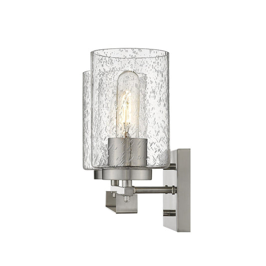 Silver Metal and Textured Glass Two Light Wall Sconce - Homeroots