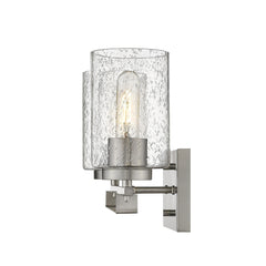 Silver Metal and Textured Glass Two Light Wall Sconce - Homeroots