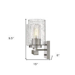 Silver Metal and Textured Glass Two Light Wall Sconce - Homeroots